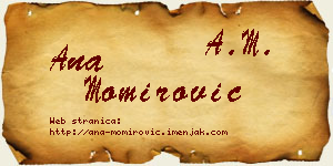 Ana Momirović vizit kartica